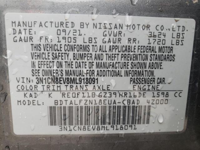 Photo 10 from auction – 2021 NISSAN VERSA SV with VIN 3N1CN8EV8ML918091
