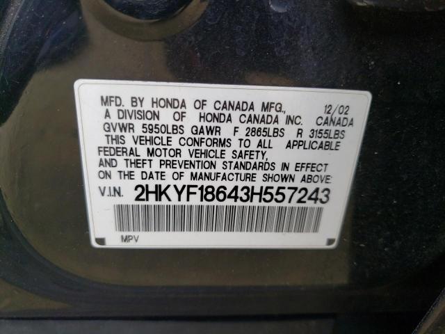 Foto 10 de la subasta – 2003 HONDA PILOT EXL con VIN 2HKYF18643H557243
