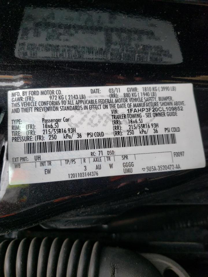 Photo 10 from auction – 2012 FORD FOCUS SE with VIN 1FAHP3F20CL109852