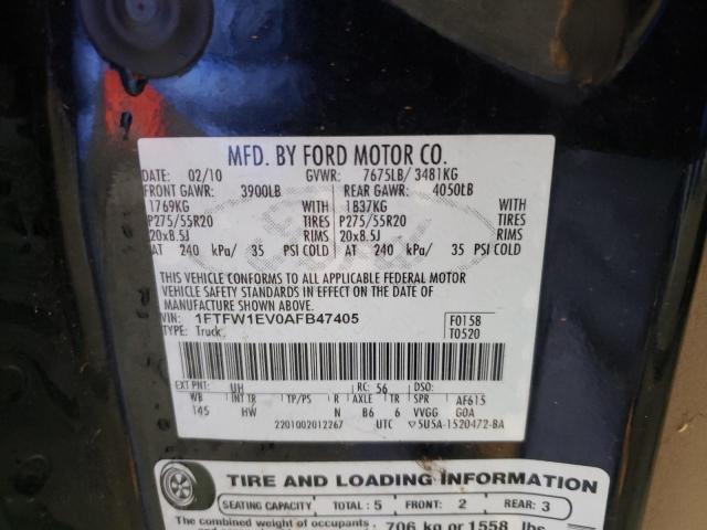 Photo 10 from auction – 2010 FORD F150 SUPER with VIN 1FTFW1EV0AFB47405
