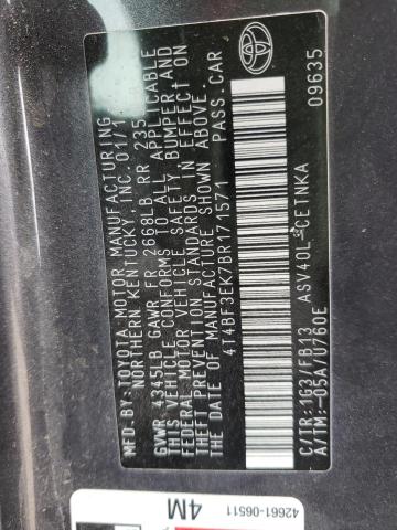 Фото 10 с аукциона – 2011 TOYOTA CAMRY BASE с VIN 4T4BF3EK7BR171571