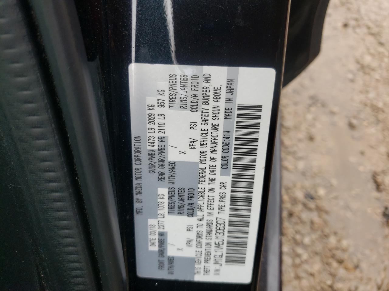 Photo 10 from auction – 2018 MAZDA 6 TOURING with VIN JM1GL1VM5J1306307