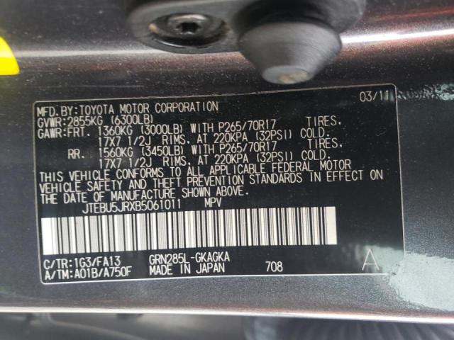 Photo 10 from auction – 2011 TOYOTA 4RUNNER SR with VIN JTEBU5JRXB5061011
