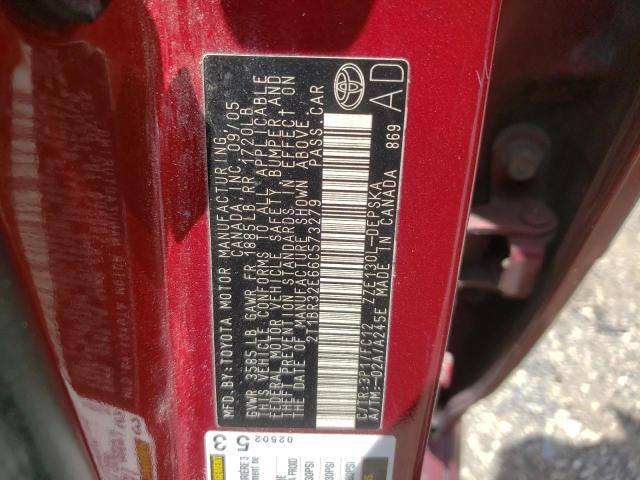 Photo 10 from auction – 2006 TOYOTA COROLLA CE with VIN 2T1BR32E66C573279
