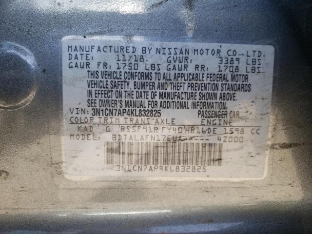 Photo 10 from auction – 2019 NISSAN VERSA S with VIN 3N1CN7AP4KL832825