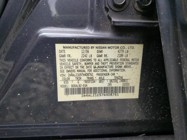 Photo 10 from auction – 2007 NISSAN ALTIMA 2.5 with VIN 1N4AL21E97N408761