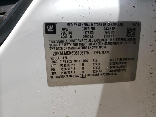 Photo 10 from auction – 2013 GMC TERRAIN SL with VIN 2GKALMEK6D6106175