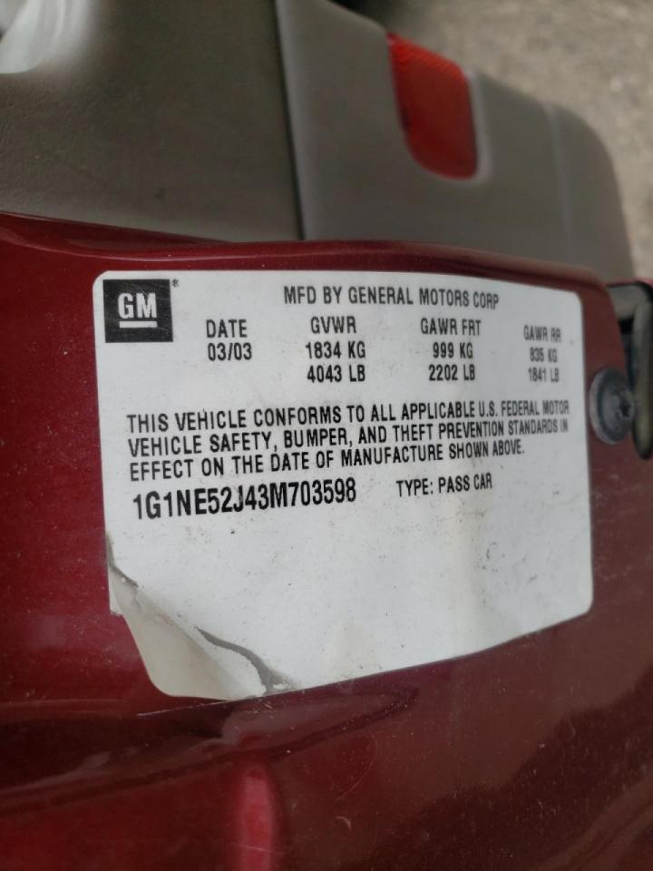 Photo 10 from auction – 2003 CHEVROLET MALIBU LS with VIN 1G1NE52J43M703598