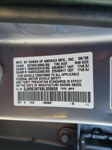 Photo 10 from auction – 2008 HONDA CR-V EXL with VIN 5J6RE38768L009656