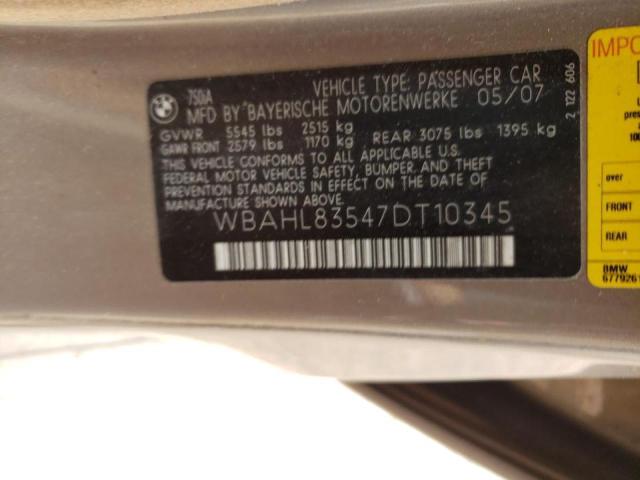 Photo 10 from auction – 2007 BMW 750 I with VIN WBAHL83547DT10345