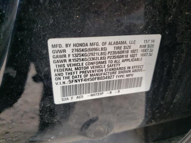 Photo 10 from auction – 2015 HONDA PILOT EXL with VIN 5FNYF4H50FB034927