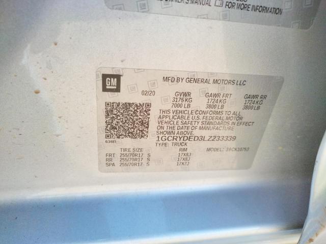 Photo 10 from auction – 2020 CHEVROLET SILVERADO with VIN 1GCRYDED3LZ233339