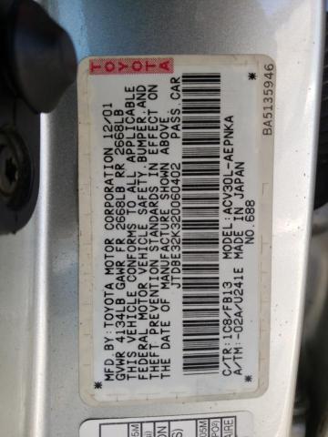 Photo 10 from auction – 2002 TOYOTA CAMRY LE with VIN JTDBE32K320060402