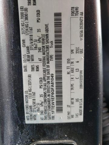 Photo 10 from auction – 2016 FORD F150 SUPER with VIN 1FTEW1EF6GFA81049