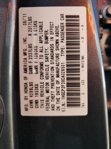 HONDA ACCORD LX 2012 with VIN 1HGCP2F3XCA026501 - Photo from auction
