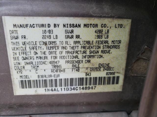 Photo 10 from auction – 2004 NISSAN ALTIMA BAS with VIN 1N4AL11D34C148947