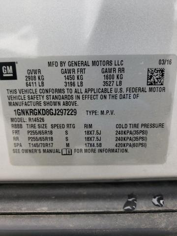 Photo 10 from auction – 2016 CHEVROLET TRAVERSE L with VIN 1GNKRGKD8GJ297229