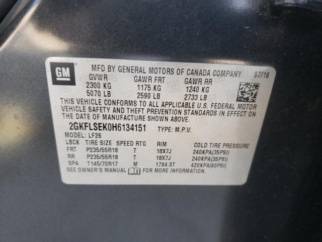 Photo 10 from auction – 2017 GMC TERRAIN SL with VIN 2GKFLSEK0H6134151