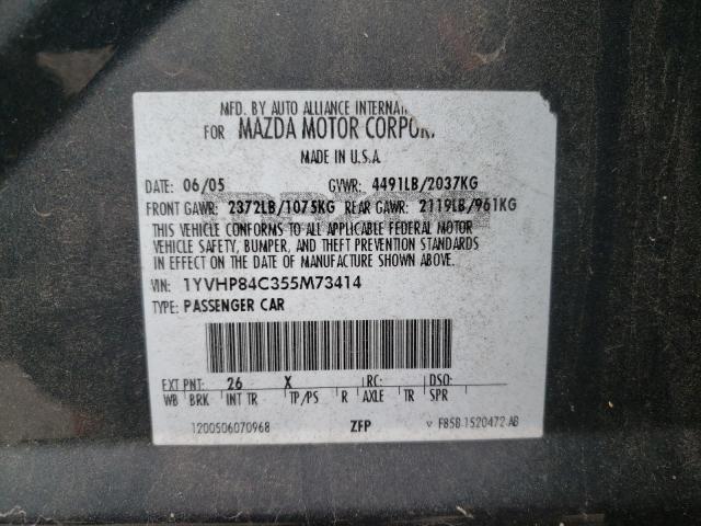Photo 10 from auction – 2005 MAZDA 6 I with VIN 1YVHP84C355M73414