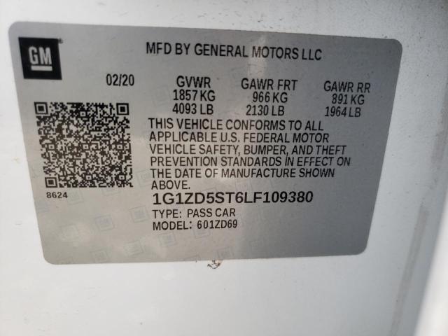 Photo 10 from auction – 2020 CHEVROLET MALIBU LT with VIN 1G1ZD5ST6LF109380
