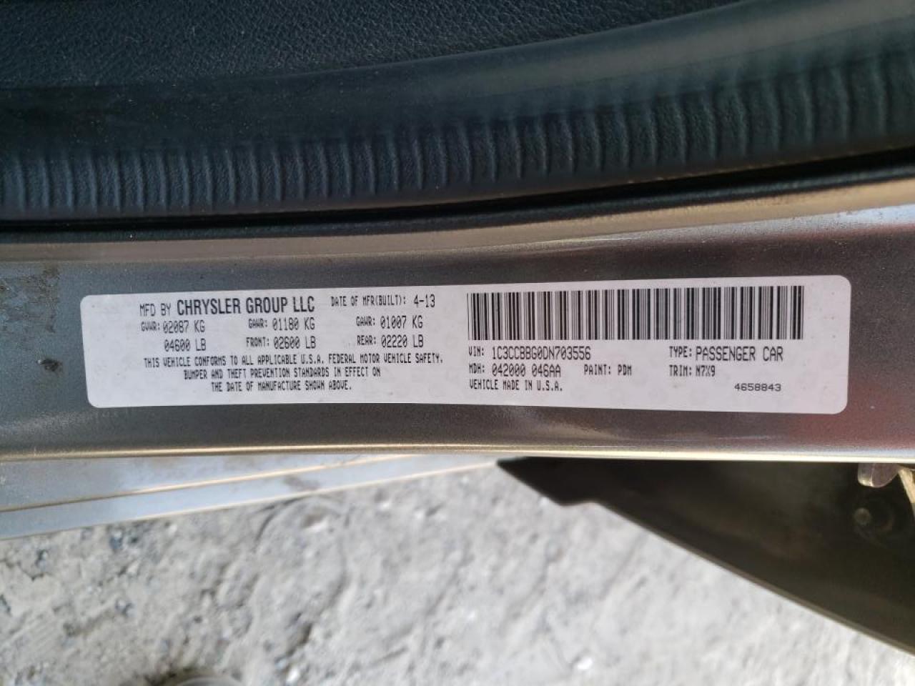 Photo 10 from auction – 2013 CHRYSLER 200 TOURIN with VIN 1C3CCBBG0DN703556