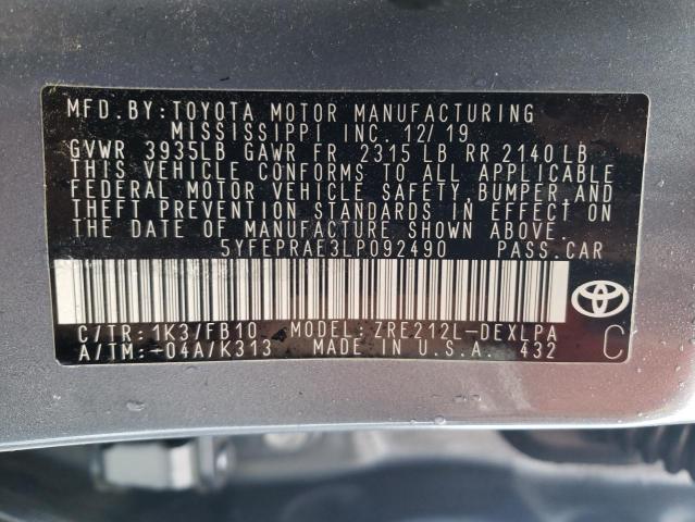 Photo 10 from auction – 2020 TOYOTA COROLLA LE with VIN 5YFEPRAE3LP092490