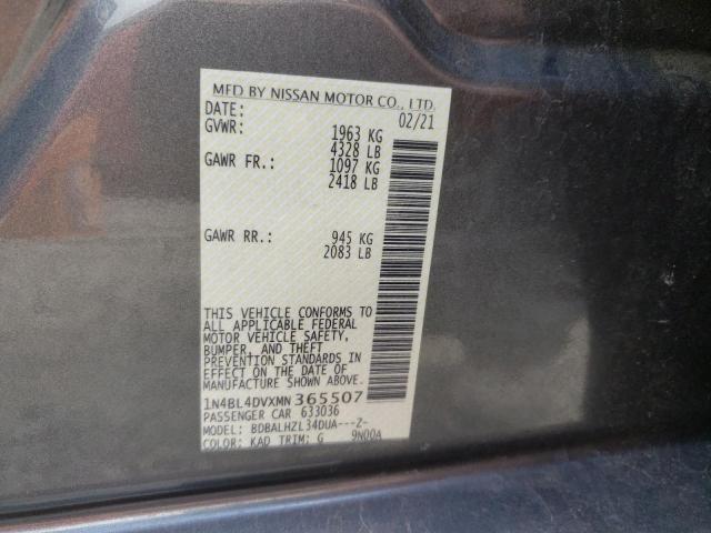 Photo 10 from auction – 2021 NISSAN ALTIMA SV with VIN 1N4BL4DVXMN365507