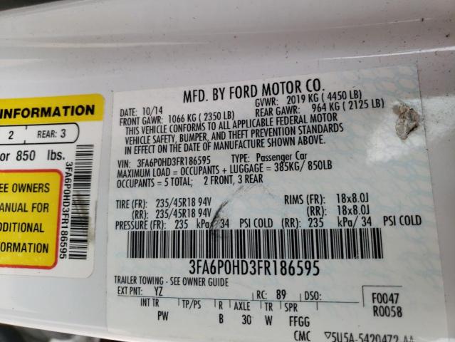 Photo 10 from auction – 2015 FORD FUSION S with VIN 3FA6P0HD3FR186595
