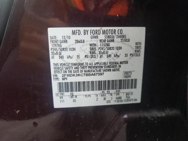 Photo 10 from auction – 2011 FORD EDGE LIMIT with VIN 2FMDK3KC7BBA67597
