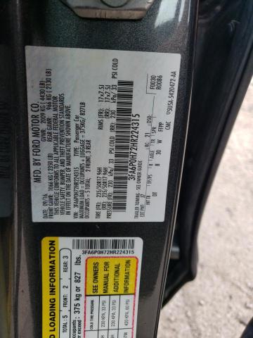 Photo 10 from auction – 2017 FORD FUSION SE with VIN 3FA6P0H72HR224315