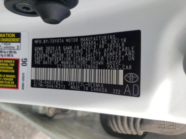 Photo 10 from auction – 2019 TOYOTA COROLLA L with VIN 2T1BURHE9KC128666