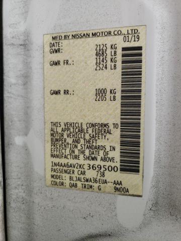 Photo 10 from auction – 2019 NISSAN MAXIMA S with VIN 1N4AA6AV2KC369500