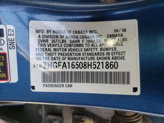Photo 1 from auction – 2008 HONDA CIVIC LX with VIN 2HGFA16508H521860