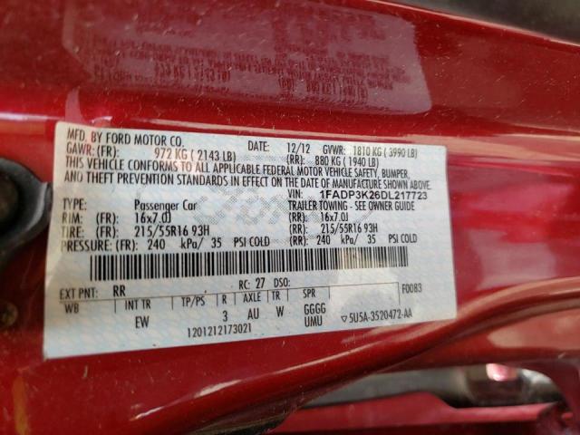 Photo 10 from auction – 2013 FORD FOCUS SE with VIN 1FADP3K26DL217723