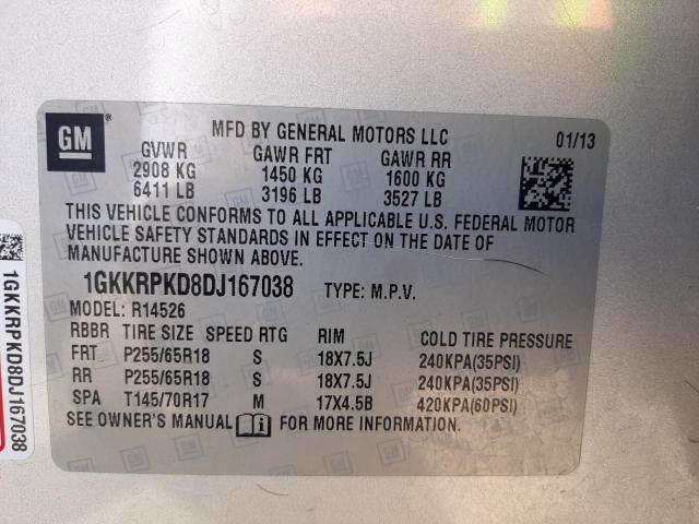 GMC ACADIA SLE 2013 with VIN 1GKKRPKD8DJ167038 - Photo from auction