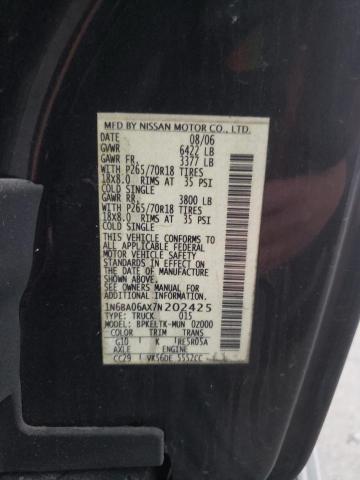 Photo 10 from auction – 2007 NISSAN TITAN XE with VIN 1N6BA06AX7N202425