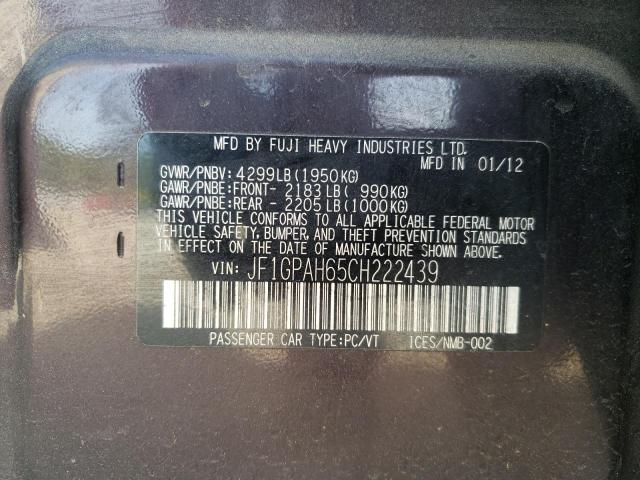 Photo 10 from auction – 2012 SUBARU IMPREZA LI with VIN JF1GPAH65CH222439
