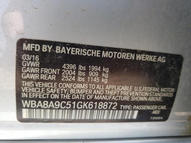 Photo 10 from auction – 2016 BMW 320 I with VIN WBA8A9C51GK618872