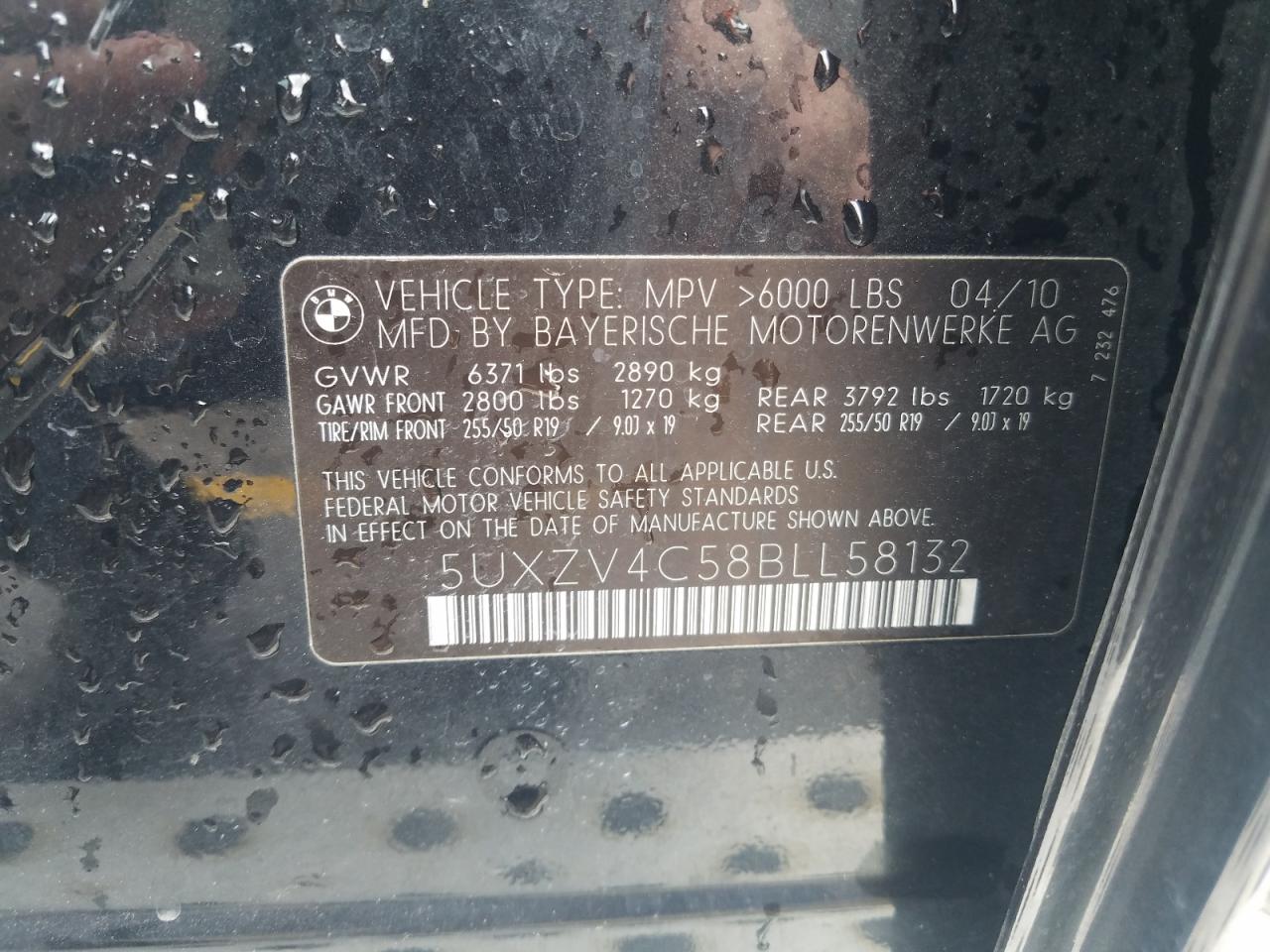 Photo 10 from auction – 2011 BMW X5 XDRIVE3 with VIN 5UXZV4C58BLL58132