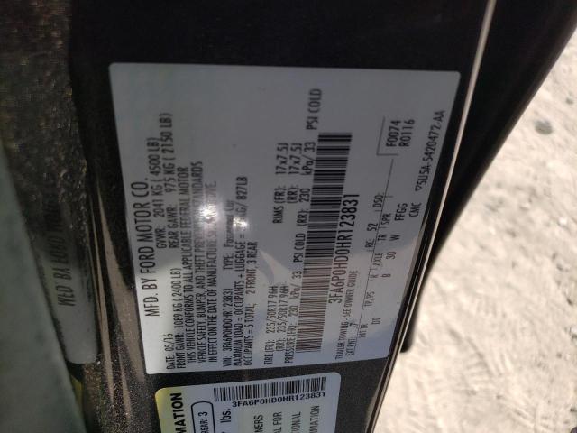 Photo 10 from auction – 2017 FORD FUSION SE with VIN 3FA6P0HD0HR123831