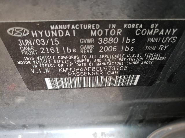 Photo 10 from auction – 2016 HYUNDAI ELANTRA with VIN KMHDH4AE8GU573108