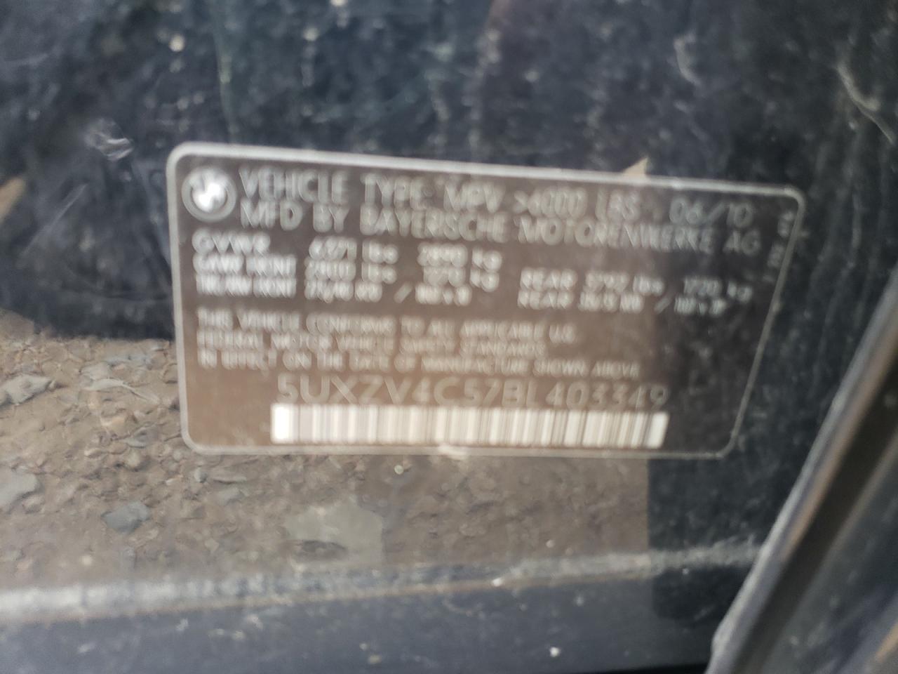 Photo 10 from auction – 2011 BMW X5 XDRIVE3 with VIN 5UXZV4C57BL403349
