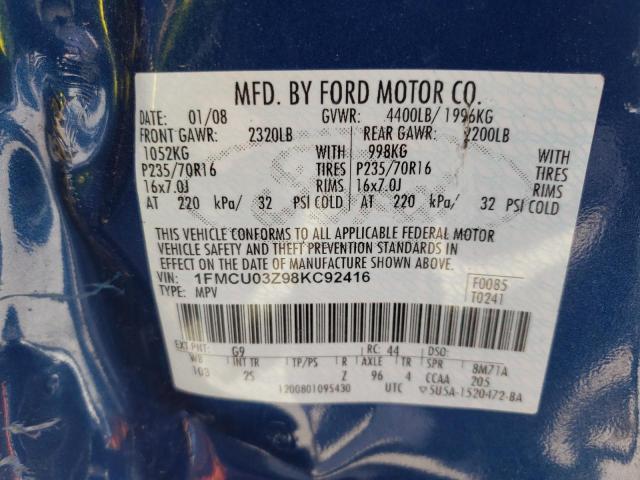 Photo 10 from auction – 2008 FORD ESCAPE XLT with VIN 1FMCU03Z98KC92416