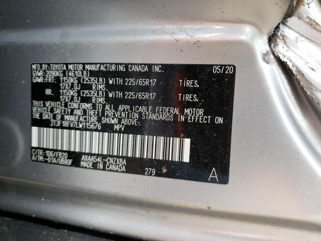 Photo 10 from auction – 2020 TOYOTA RAV4 LE with VIN 2T3F1RFV7LW115676