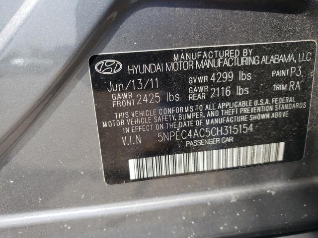 Photo 10 from auction – 2012 HYUNDAI SONATA SE with VIN 5NPEC4AC5CH315154