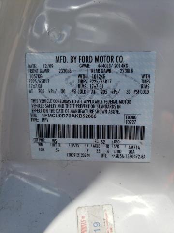 Photo 10 from auction – 2010 FORD ESCAPE XLT with VIN 1FMCU0D79AKB52806