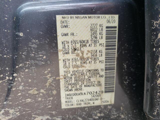 Photo 10 from auction – 2020 NISSAN FRONTIER S with VIN 1N6ED0EA9LN702429
