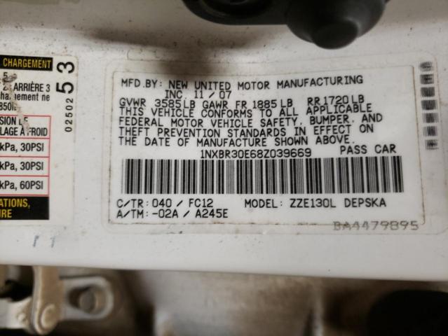 Photo 10 from auction – 2008 TOYOTA COROLLA CE with VIN 1NXBR30E68Z039669