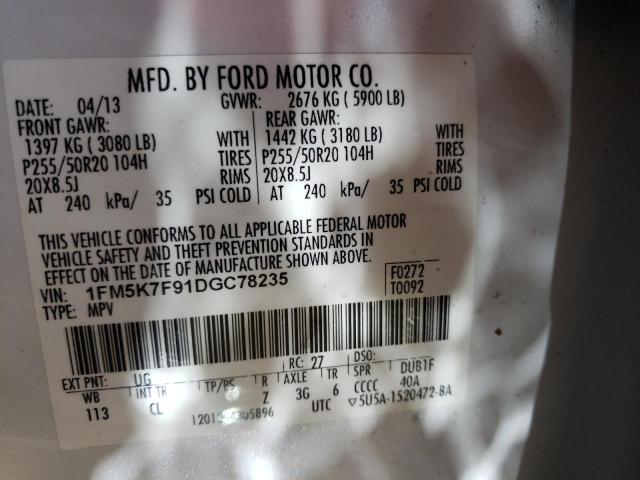 Photo 10 from auction – 2013 FORD EXPLORER L with VIN 1FM5K7F91DGC78235