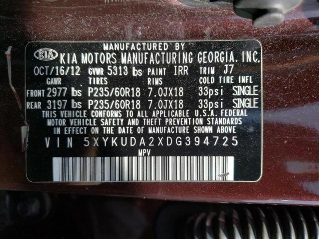 Photo 10 from auction – 2013 KIA SORENTO EX with VIN 5XYKUDA2XDG394725